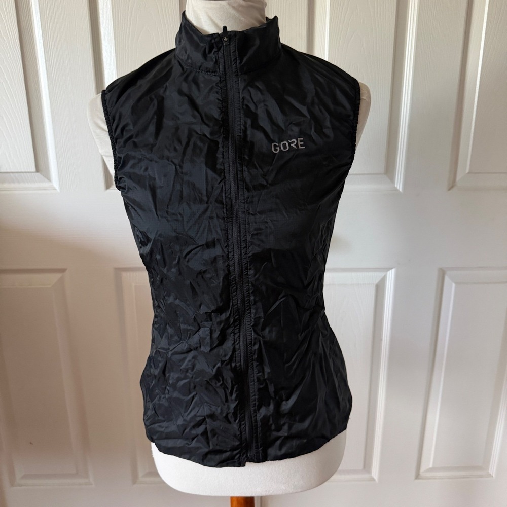 GORE Wear Women Black Windproof Cycling Vest XS 0-2 Ripstop RunningZip Pocket